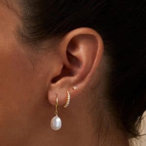 Brass Plating Pearl Fashion Earrings Three-piece Set
