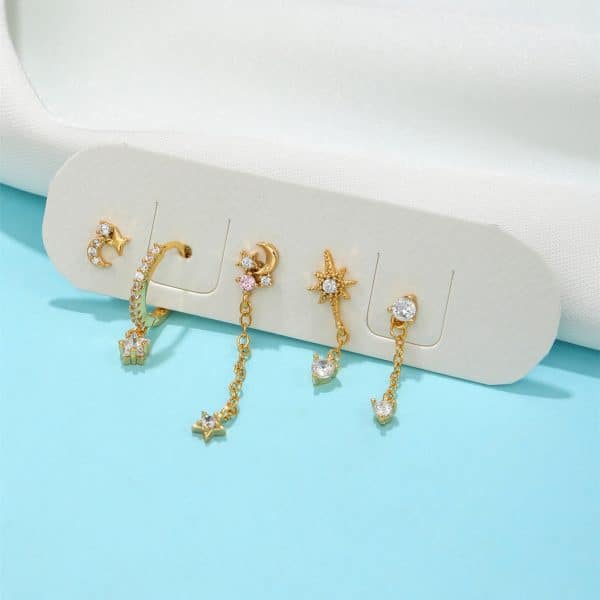 Women's Fashion Star Moon Element Earrings Set