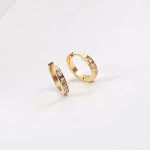 Half Circle Cubic Zirconia Earrings Titanium Steel Gold Plated