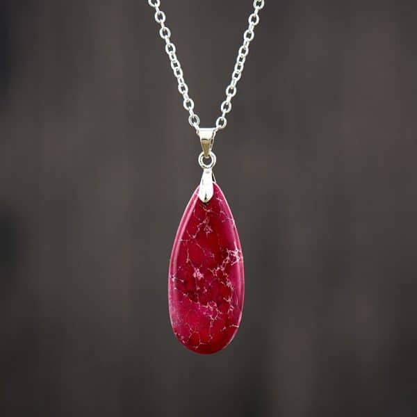 Emperor Stone Water Drop 18K Gold Plating Chain Pendant Necklace