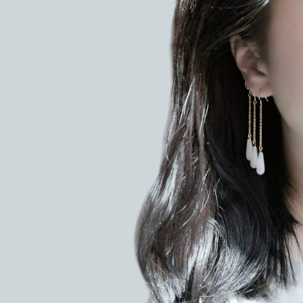 925 Sterling Silver Opal Drop Earrings