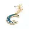 Alloy drop oil inlaid asymmetric earrings
