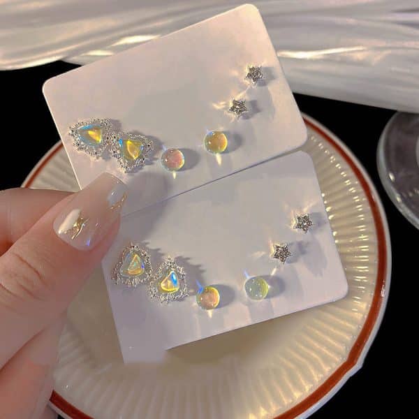Women's Fashionable And Versatile Love Geometric Earrings Set