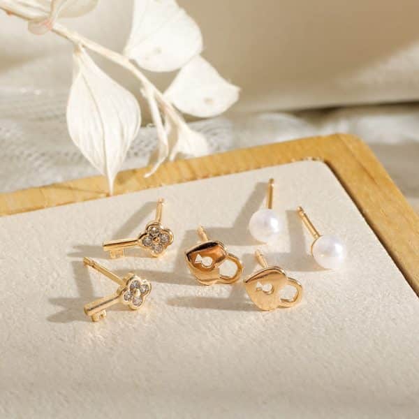 High-quality Earrings Set Small Trendy Cute Love Lock