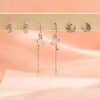 Zircon Chain Stud 925 Silver Pin Earrings Set