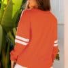Fiery Red Varsity Striped Detail Drop Shoulder Oversized Sweatshirt