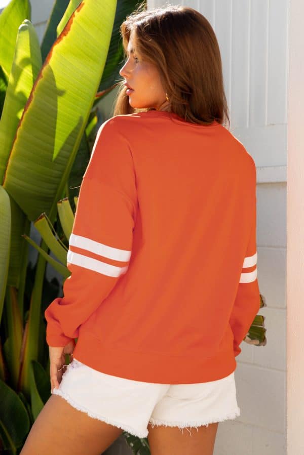 Fiery Red Varsity Striped Detail Drop Shoulder Oversized Sweatshirt