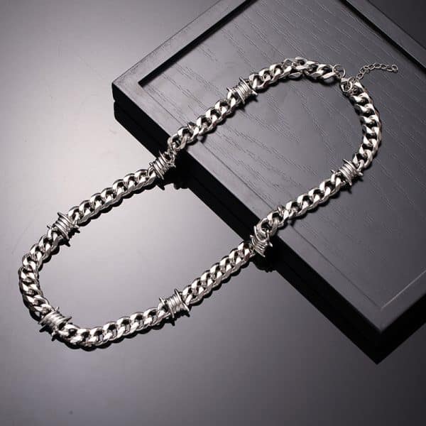 Cuban Link Chain Men Punk Knotted Bracelet Necklace
