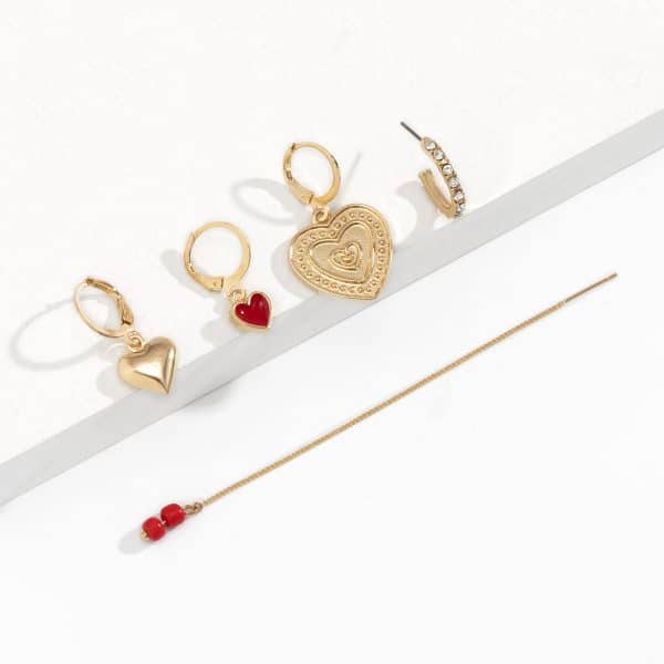 Fashion Drop Nectarine Heart Metal Set Earrings