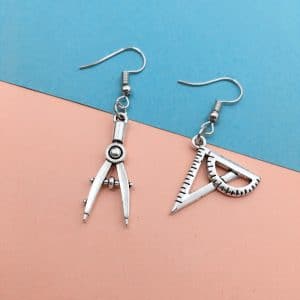 Professional Creative Compasses Set Square Eardrops Physical Lovers Earrings