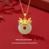 Hetian Jade Peace Buckle Cute Snake 925 Sterling Silver Zodiac Necklace