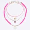 Polymer Clay Beaded Necklace Female Shell Multi-layer Twin Clavicle Chain