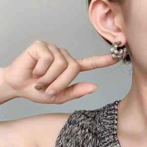 Fashion Simple Double Circle Plant Texture Ear Studs