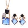 Diamond Jewelry Set Personalized All-match Square Crystal Anti-allergy Earrings Necklace Two-piece Set