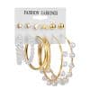 New Vintage Geometric Pearl Earrings 6-piece Set