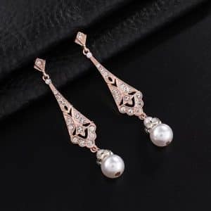 Alloy Silver Drop-shaped Pearl Earrings
