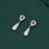 Diamond Water Drop Pearl Eardrops Stud Earrings