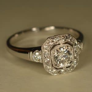 Gorgeous Square Spot Drill Platinum-plated Ring