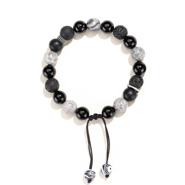 Black Agate Map Stone Men's And Women's Bracelet Niche High Sense