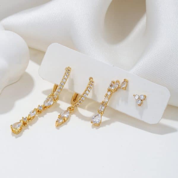 Women's Fashion Geometric Zirconia Earring Set