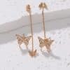 Butterfly Copper Micro Set Zircon Tassel Ear Line Femininity Senior Sense Long Tassel Face Thin Delicate Earrings