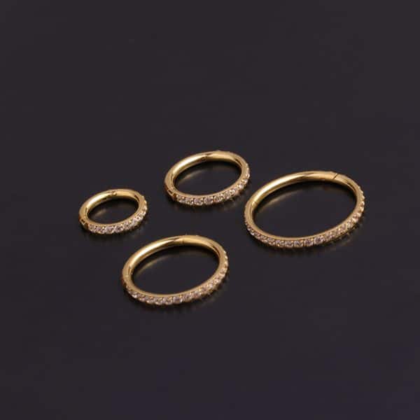 Pure Stainless Steel Split Ring Round Set Zircon Earrings