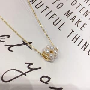 Freshwater Pearl Multiple Beads Barrel Pendant Necklace