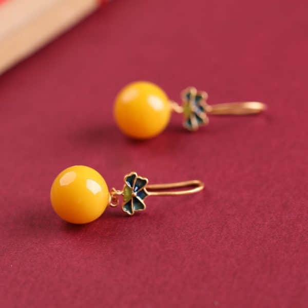 Yellow Beeswax Autumn Simplicity Water Drop Earrings