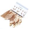 6 pairs of plate pearl earrings set hollow leaf woven earrings