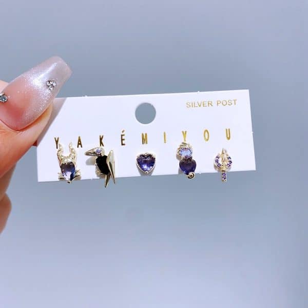 Zircon Earrings 5-piece Set