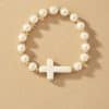 Bracelet Natural Stone Cross Pearl