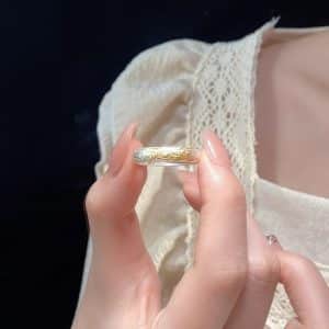 Xiangyun Pattern White Copper Silver Gold Ring