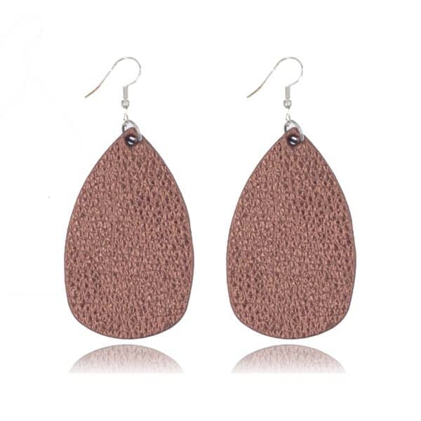 Bucket-shaped Leather Double-sided Water Drop Earrings