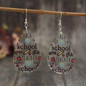 Simple Graduation Season Drop-shaped Printed Earrings