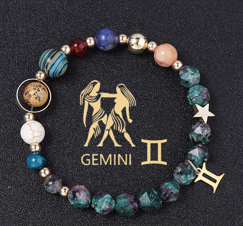 Natural Stone Twelve Constellations Bracelets Cut Hemp Stone Fashion