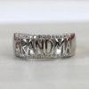 Three-row Combination Geometric Round Four-claw Inlaid Ring