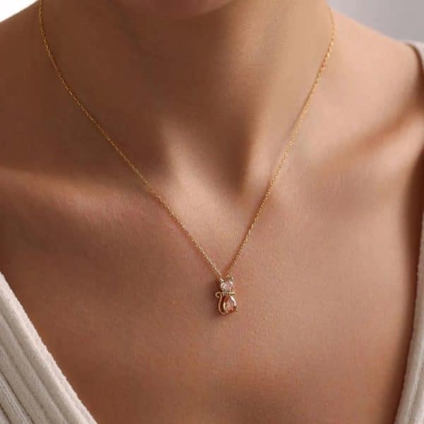 Sweet Fashion Fashionmonger Adorable Pet Kitty Gem Pendant Clavicle Chain
