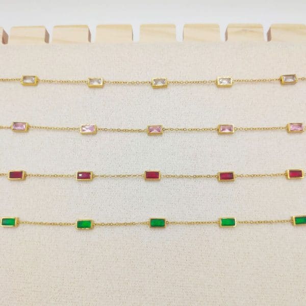 European And American Fashion Cool Colorful Rectangular Gem Bracelet