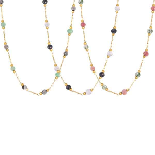 Ferris Wheel Ins Blue Gold Natural Stone Handmade Beaded Clavicle Necklace