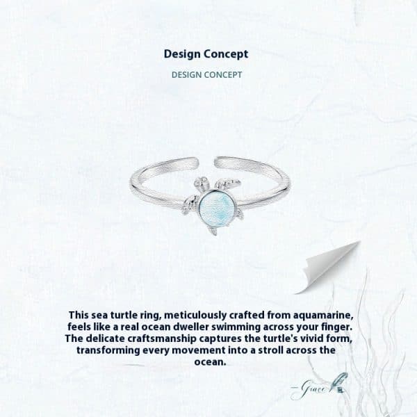 Summer Turtle Open Ring Romantic Blue