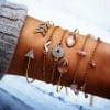 Broken Turquoise V-shaped Bracelet Six-piece Set