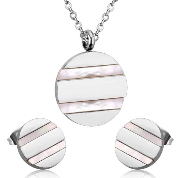 Necklace Earrings Set Ladies Stainless Steel Set