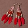 Water Drop Tassel Feather Earrings Female