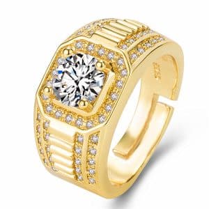 Fashionable And Novel Large Square Diamond Men's Ring