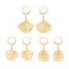 Set Of 3 Earrin Leaf Shape Earrings Coins Embossed