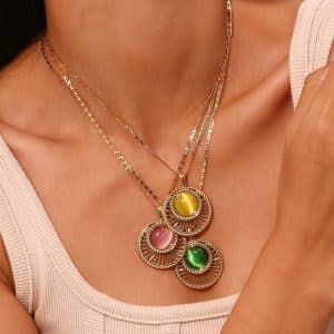 Hollow Sector Pendant Stainless Steel Gold Plated Necklace