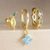 Water Drop Ear Studs Geometric Horse Eye Zircon 3-piece Set