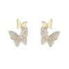925 Silver Needle Super Fairy Full Diamond Simple Butterfly Stud Earring Set