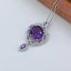 Spring New S925 Silver Platinum-plated Inlaid Amethyst Pendant