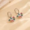 Oil Dripping Color Fan-shaped Circle Stitching Female Fashion Personality Retro Dual-wear Earrings